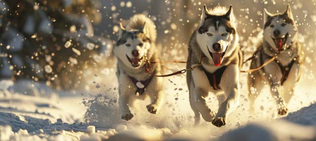 Paseo en trineo de perros husky