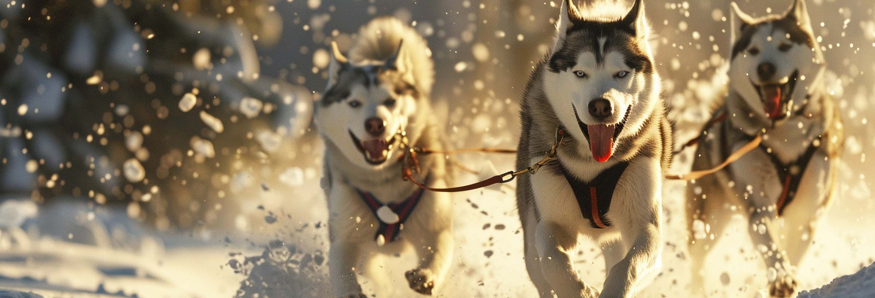 Paseo en trineo de perros husky