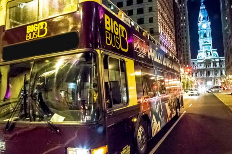 Philadelphia Night Tour on an Open-Top Bus