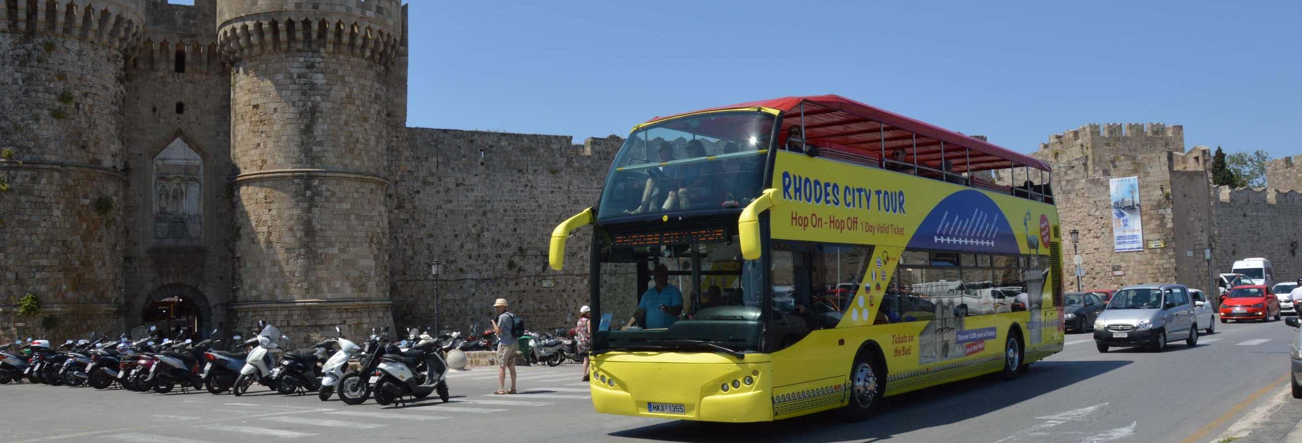 Autobus turistico di Rodi + Giro in barca con fondo trasparente
