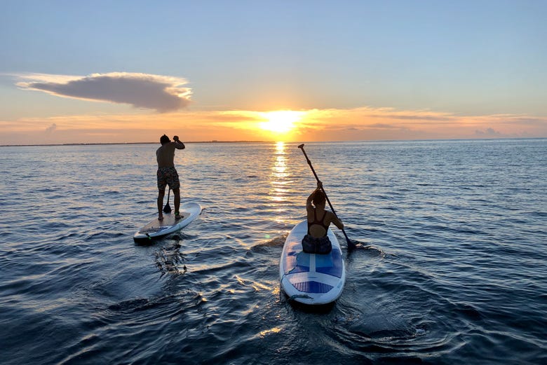 Paddle surf en Cancún al amanecer